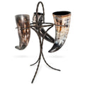 Drinking Horn Set (3) with Iron Stand