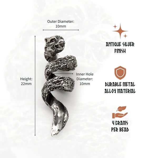 Fenrir Beard Rings – Silver Viking Beard Beads (8-Pack)