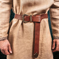 Brown Leather Belt with Brass Buckle & Tip