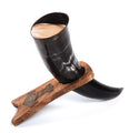 Curved Drinking Horn with Wooden Stand
