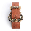 Viking Leather Belt with Brass Buckle & Tip