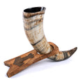 Curved Drinking Horn with Stand
